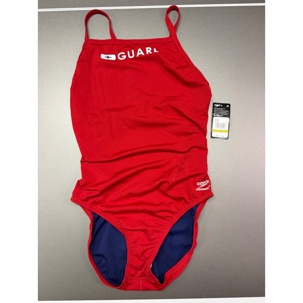 Speedo Endurance+ Guard One Piece Swimsuit Red Size 40 beach vacation summer